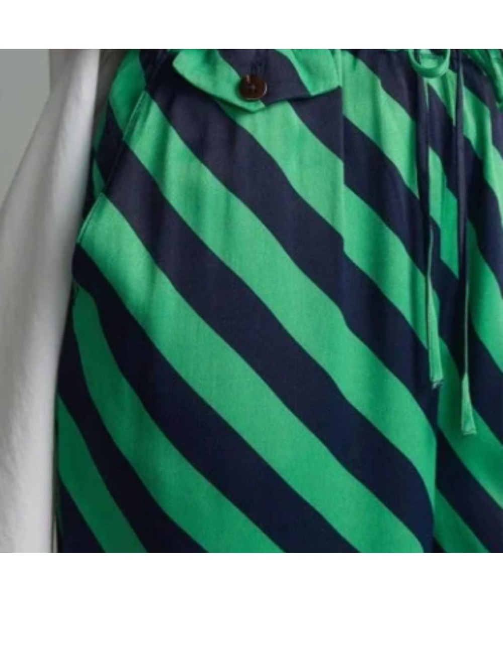 Maeve (Anthropologie) Green and Blue Bias Striped Pants - Size: M - Picture 2 of 6